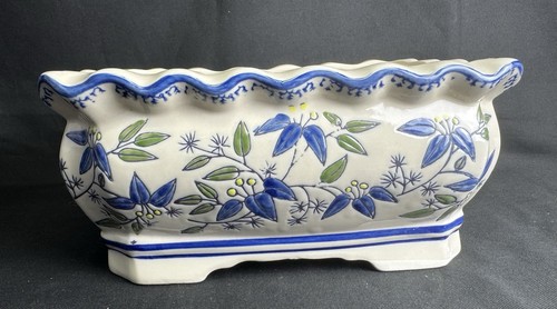 Ceramic planter blue white - ceramic, blue/white